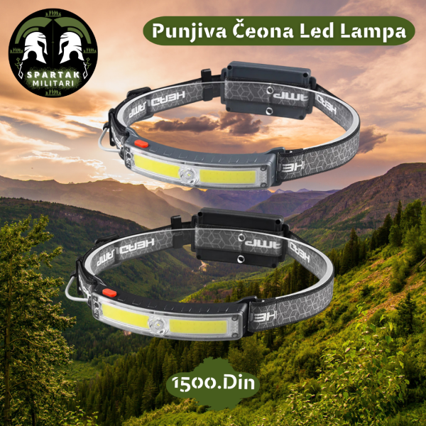 Dve punjive čeone LED lampe u prirodi