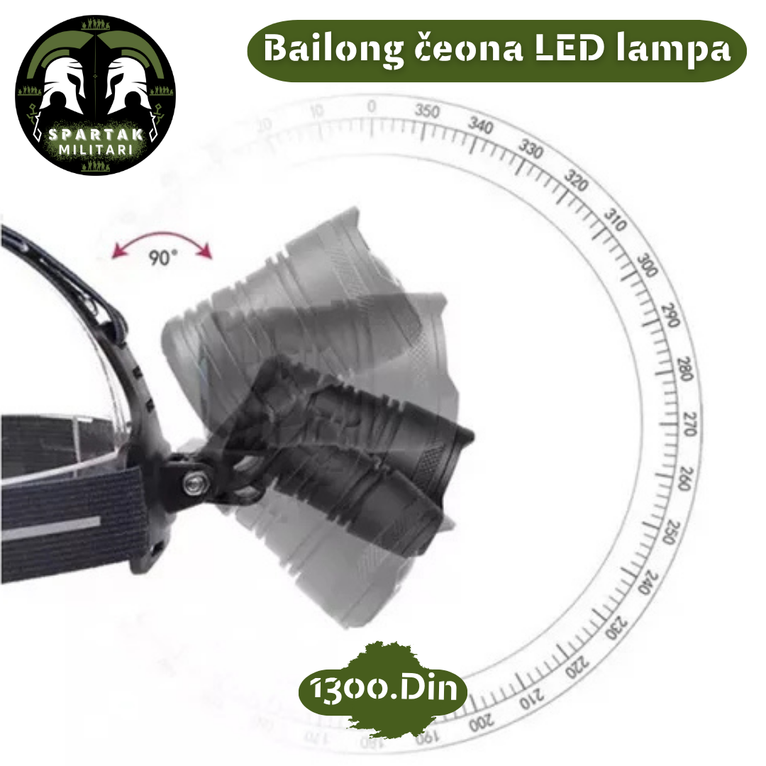 Bailong čeona LED lampa sa prikazom rotacije do 90 stepeni.