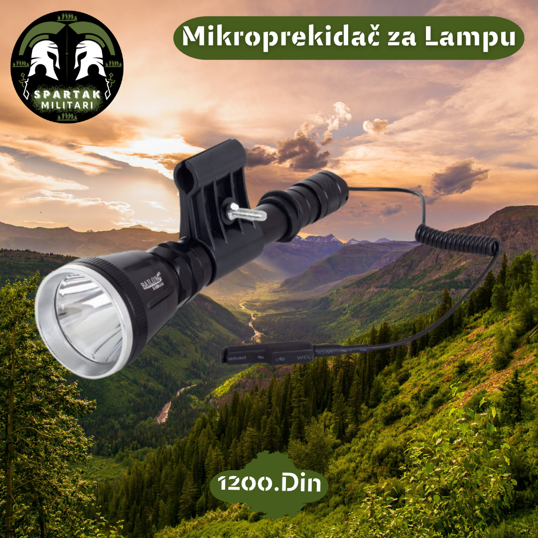 LED lampa na držaču sa priključenim mikroprekidačem za lampu na žici.