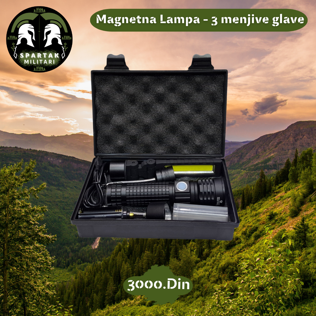 Kofer sa magnetnom lampom i svim zamenjivim glavama i opremom.